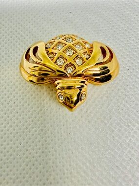 Swarovski Pin Brooch Gold-Tone Bee Clear Crystals Signed 1 X 1 IN Vintage
